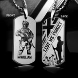 Personalized Lest We Forget UK Solider/ Veteran Necklaces Printed QTDT2207