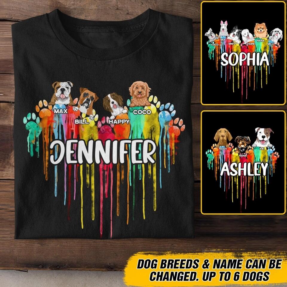 Personalized Rainbow Heart Dog Custom Tshirt Printed QTDT2507