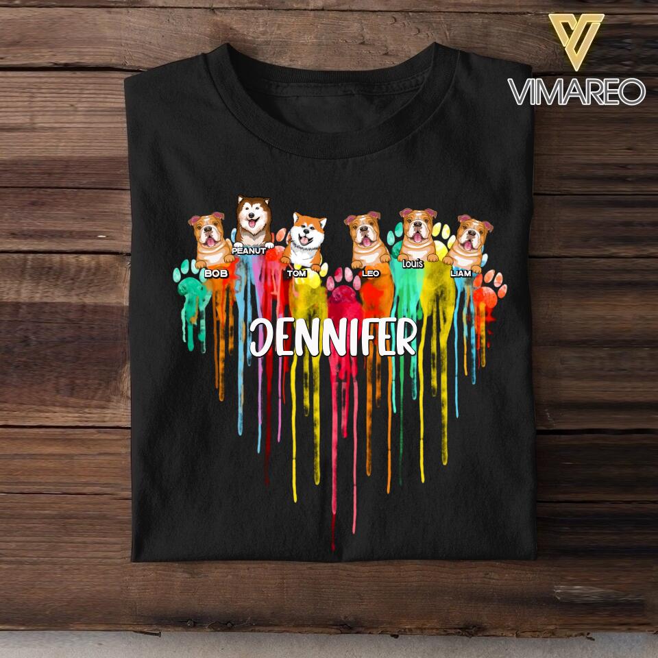 Personalized Rainbow Heart Dog Custom Tshirt Printed QTDT2507