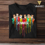 Personalized Rainbow Heart Dog Custom Tshirt Printed QTDT2507