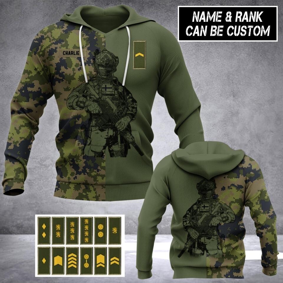 Personalized Finland Veteran/ Solider Camo Hoodie or Tshirt 3D Printed QTHC2507