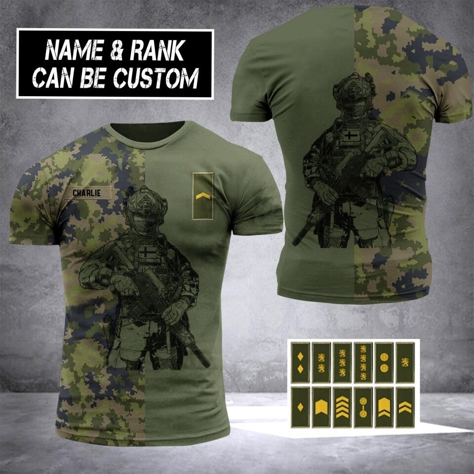 Personalized Finland Veteran/ Solider Camo Hoodie or Tshirt 3D Printed QTHC2507
