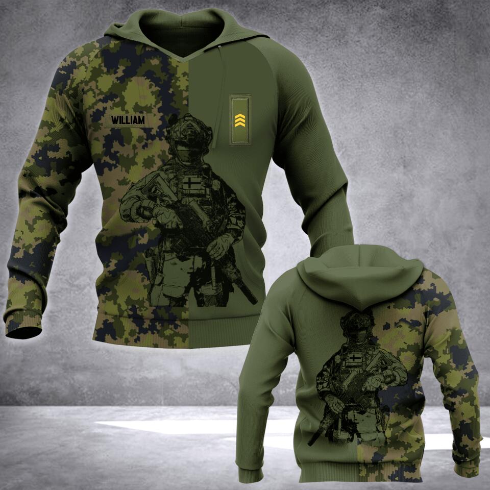 Personalized Finland Veteran/ Solider Camo Hoodie or Tshirt 3D Printed QTHC2507
