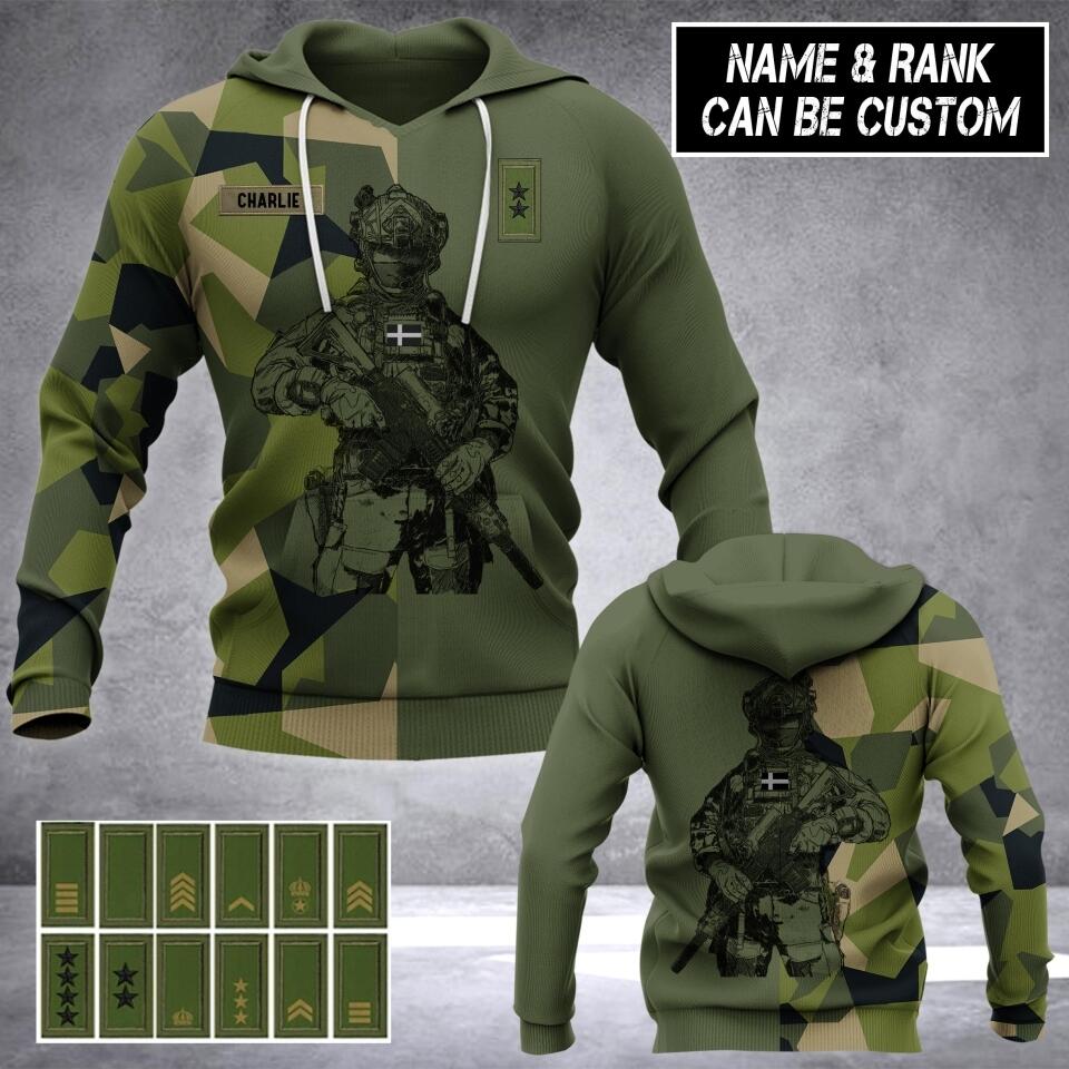 Personalized Sweden Veteran/ Solider Camo Hoodie or Tshirt 3D Printed QTHC2507