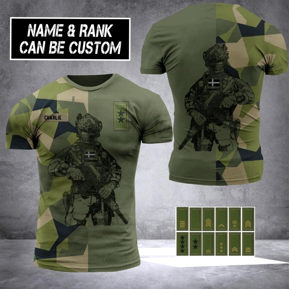 Personalized Sweden Veteran/ Solider Camo Hoodie or Tshirt 3D Printed QTHC2507