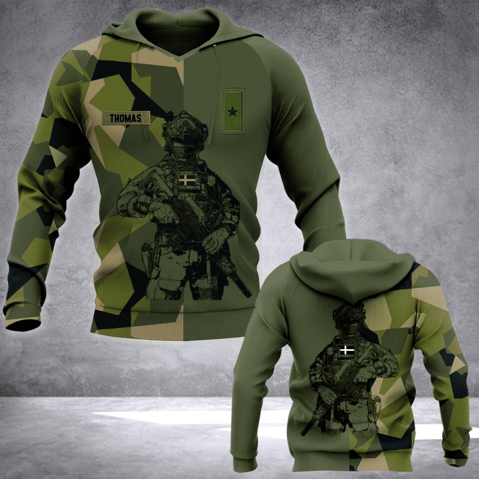 Personalized Sweden Veteran/ Solider Camo Hoodie or Tshirt 3D Printed QTHC2507