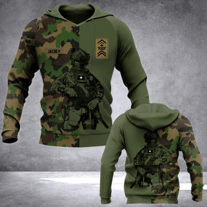Personalized Swiss Veteran/ Solider Camo Hoodie or Tshirt 3D Printed QTHC2507