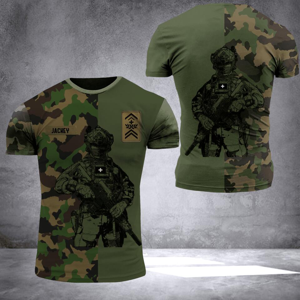 Personalized Swiss Veteran/ Solider Camo Hoodie or Tshirt 3D Printed QTHC2507