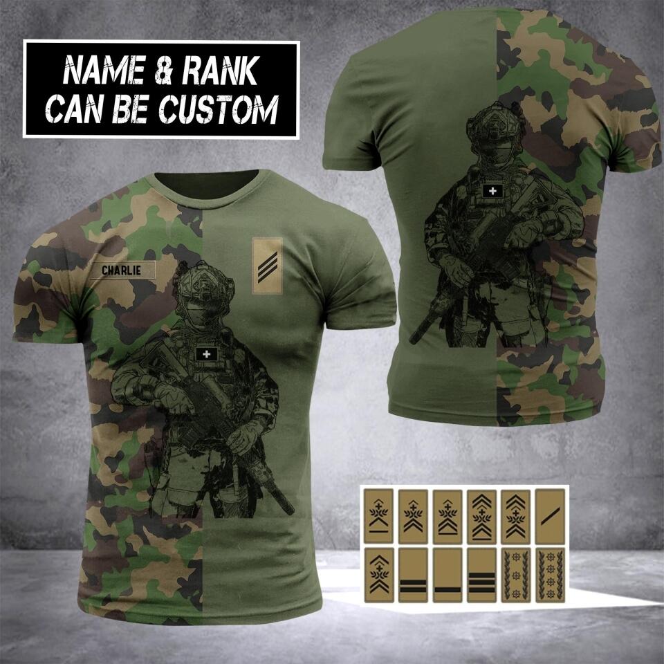 Personalized Swiss Veteran/ Solider Camo Hoodie or Tshirt 3D Printed QTHC2507