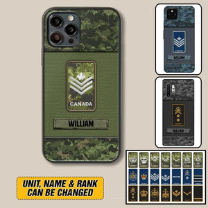 Personalized Canadian Soldier/Veterans Phone Case Printed 22JUY-HY26