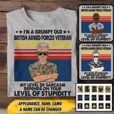 Personalized British Veterans/Soldier Tshirt Printed 22JUY-DT25
