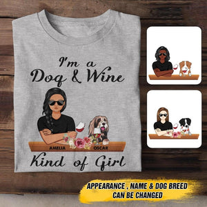 Personalized I'm A Dog And Wine Kind Of Girl Tshirt Printed QTHC2707