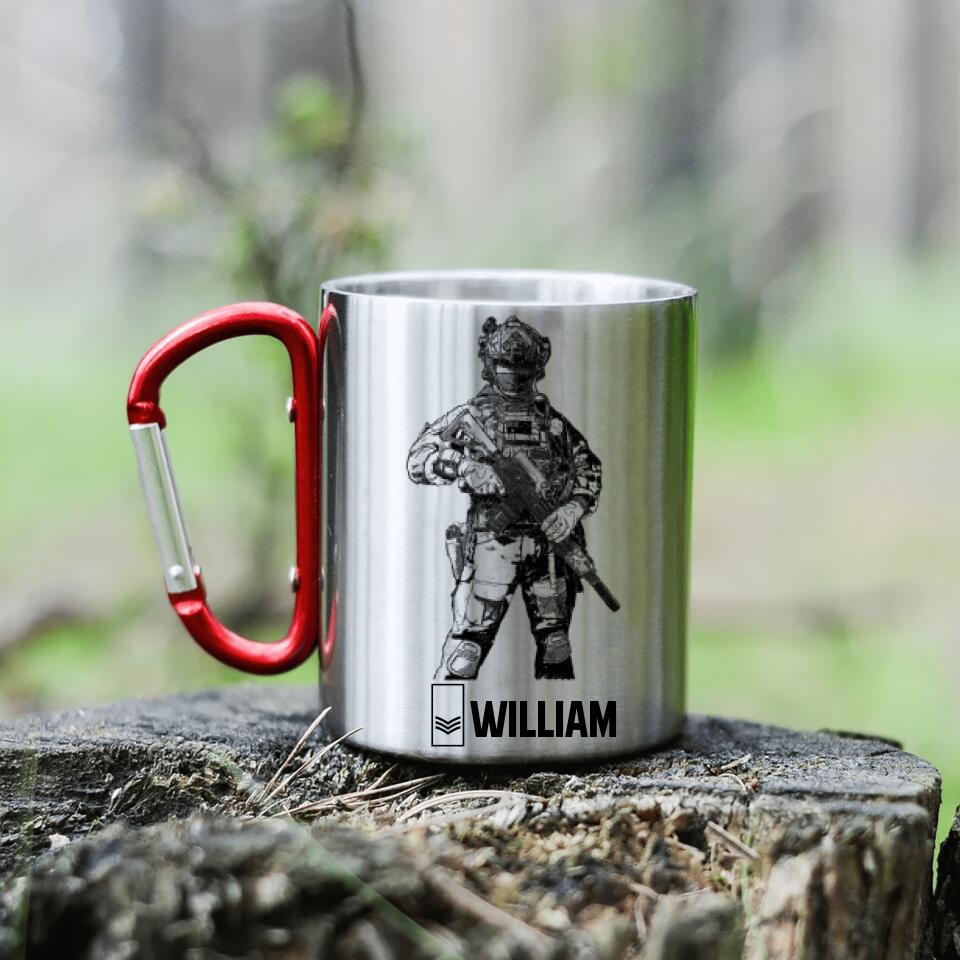 Personalized Australian Veterans/Soldier Carabiner Mug Printed 22JUY-DT28