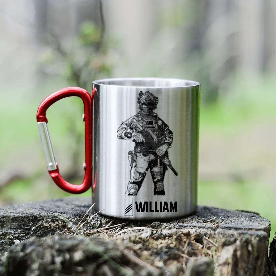 Personalized Swiss Veterans/Soldier Carabiner Mug Printed 22JUY-DT28