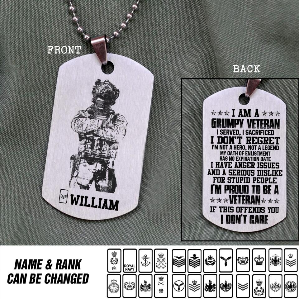 Personalized British Veterans/Soldier Necklaces Printed 22JUY-DT28