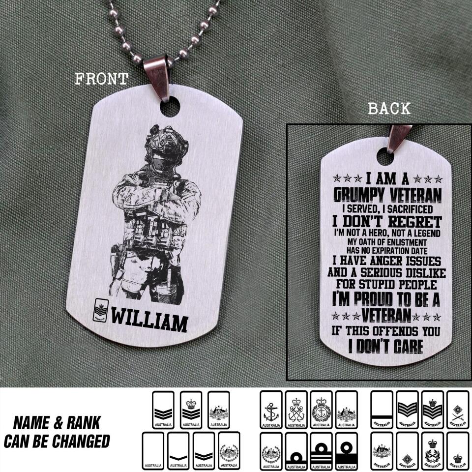 Personalized Australian Veterans/Soldier Necklaces Printed 22JUY-DT28