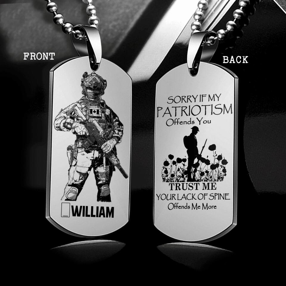 Personalized Sorry If My Patriotism Offends You Trust Me Canadian Solider/ Veteran Necklaces  Printed QTDT2807