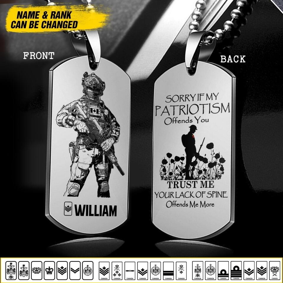 Personalized Sorry If My Patriotism Offends You Trust Me Canadian Solider/ Veteran Necklaces  Printed QTDT2807