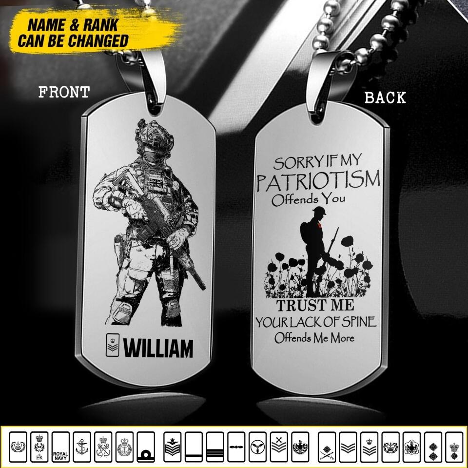 Personalized Sorry If My Patriotism Offends You Trust Me UK Solider/ Veteran Necklaces Printed QTDT2807