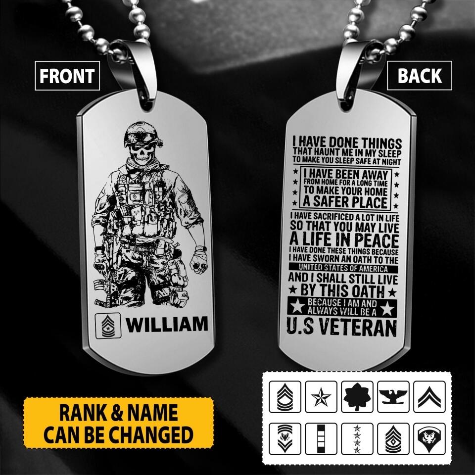Personalized U.S Soldier/Veterans Necklaces Printed 22JUY-HY30