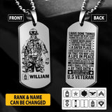 Personalized U.S Soldier/Veterans Necklaces Printed 22JUY-HY30