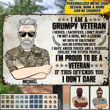 Personalized Grumpy U.S Veterans Metal Sign Printed 22JUY-DT30