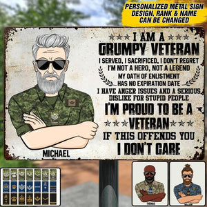 Personalized Grumpy Canadian Veterans Metal Sign Printed 22JUY-DT30