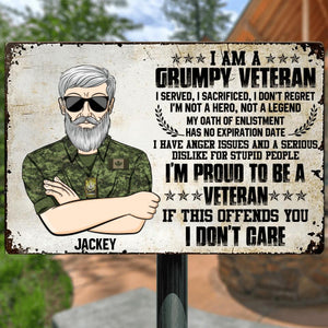 Personalized Grumpy Canadian Veterans Metal Sign Printed 22JUY-DT30