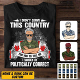 Personalized I Didn't Serve This Country For Pussies To Tell Me Canadian Veteran/ Solider Tshirt Printed QTVQ3007
