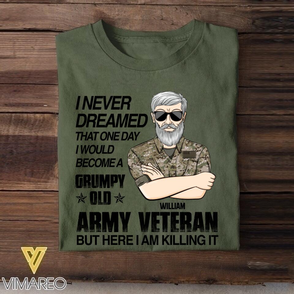 Personalized Grumpy Old US Veteran Tshirt Printed 22AUG-DT01