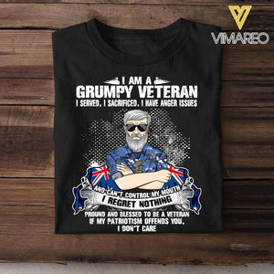 Personalized I Am An Australian Grumpy Veteran/ Solider In Memory Of Those Who Believed It Was Tshirt Printed QTVQ0108