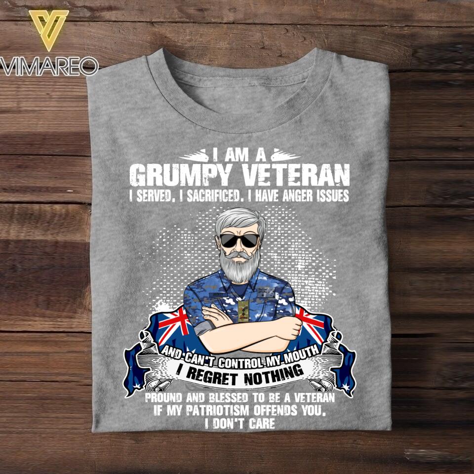 Personalized I Am An Australian Grumpy Veteran/ Solider In Memory Of Those Who Believed It Was Tshirt Printed QTVQ0108