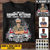 Personalized I Am An UK Grumpy Veteran/ Solider In Memory Of Those Who Believed It Was Tshirt Printed QTVQ0108