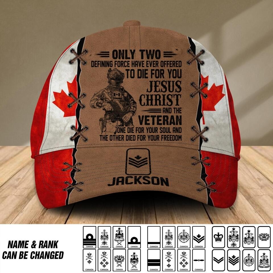 Personalized Canadian Veteran/ Solider Cap Printed QTDT0108