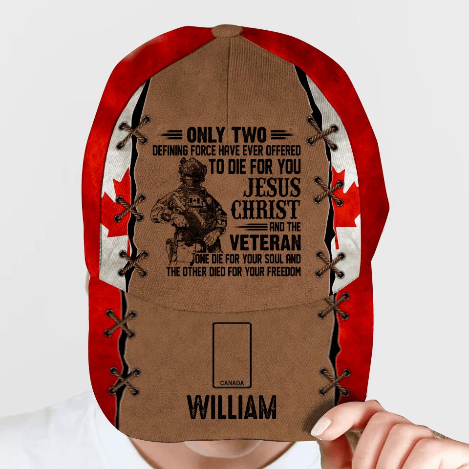 Personalized Canadian Veteran/ Solider Cap Printed QTDT0108