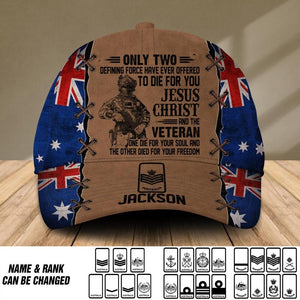 Personalized Australian Veteran/ Solider Cap Printed QTDT0108