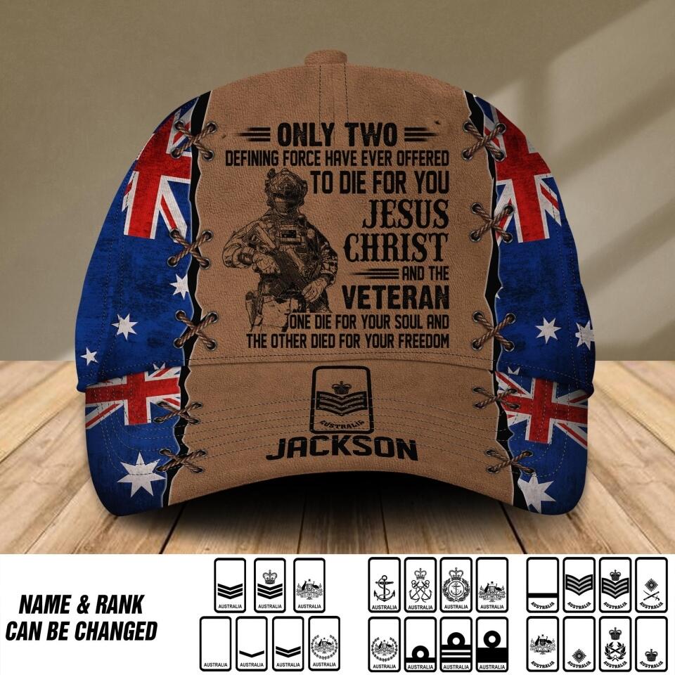 Personalized Australian Veteran/ Solider Cap Printed QTDT0108