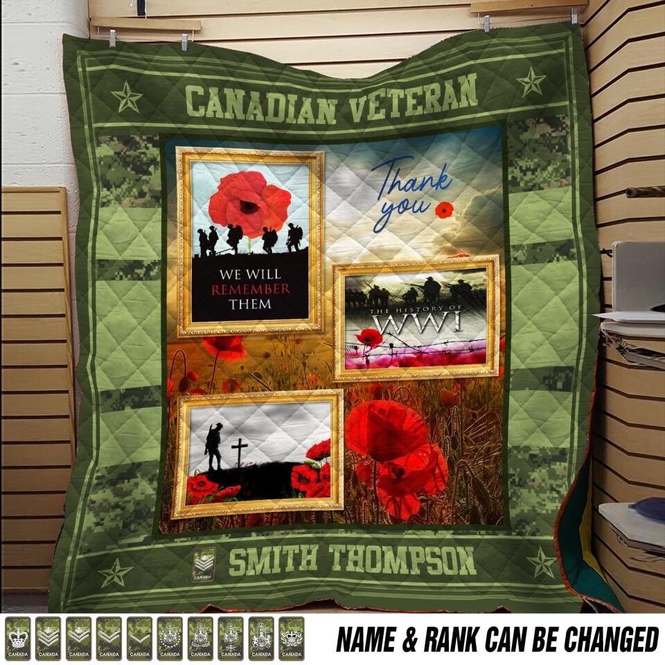 Personalized Canadian Veteran Quilt Printed 22AUG-DT02