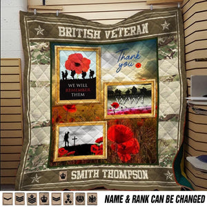 Personalized British Veteran Quilt Printed 22AUG-DT02