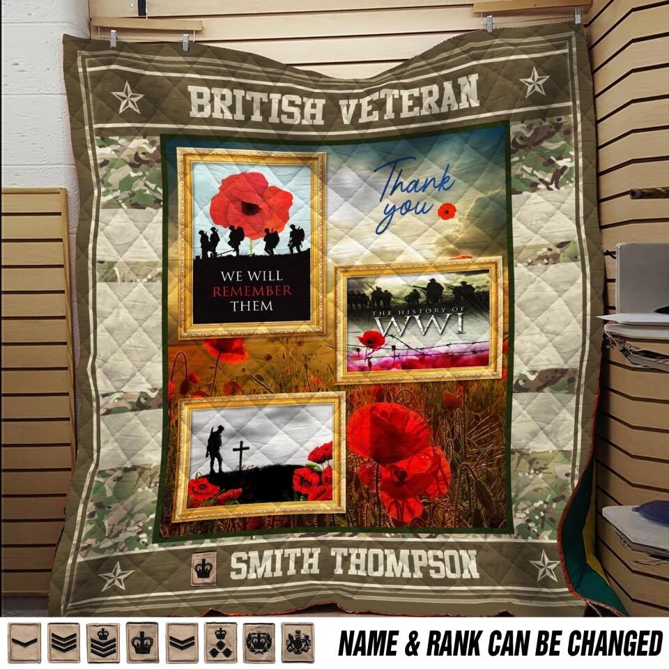 Personalized British Veteran Quilt Printed 22AUG-DT02