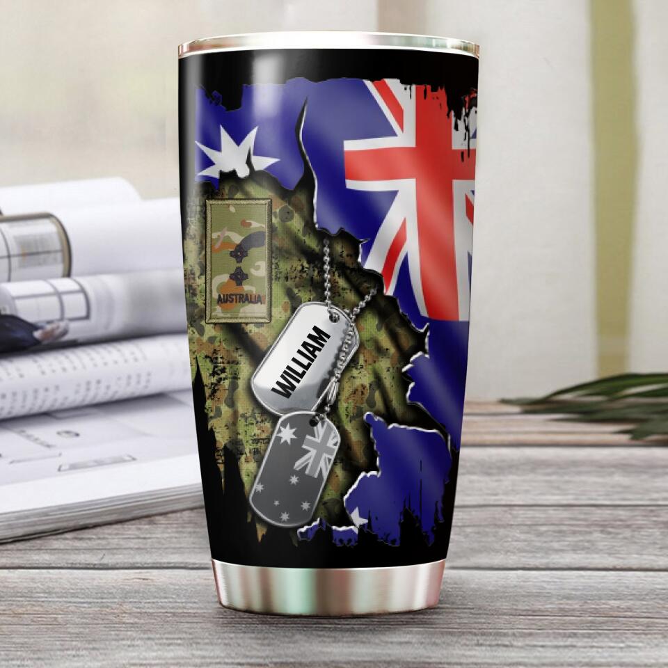 Personalized Australian Veteran/ Solider Rank Flag Tumbler Printed QTVQ0208