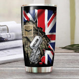 Personalized UK Veteran/ Solider Rank Flag Tumbler Printed QTVQ0208