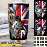 Personalized UK Veteran/ Solider Rank Flag Tumbler Printed QTVQ0208