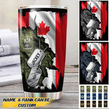 Personalized Canadian Veteran/ Solider Rank Flag Tumbler Printed QTVQ0208
