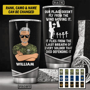 Personalized Canadian Veteran/ Solider Rank Flag Tumbler Printed 22AUG-HY02