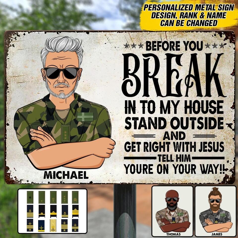 Personalized Swedish Veterans/Soldier Metal Sign Printed 22AUG-HY02