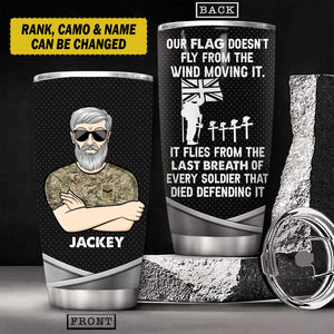 Personalized British Veteran/ Solider Rank Flag Tumbler Printed 22AUG-HY02