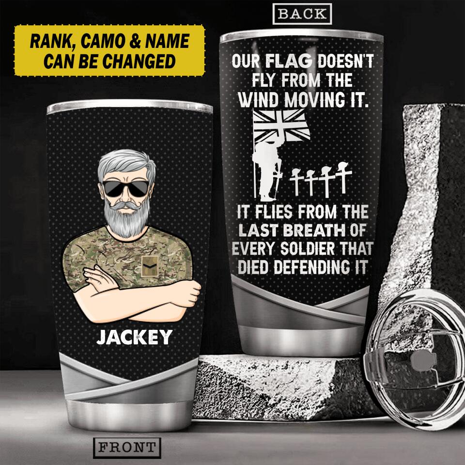 Personalized British Veteran/ Solider Rank Flag Tumbler Printed 22AUG-HY02