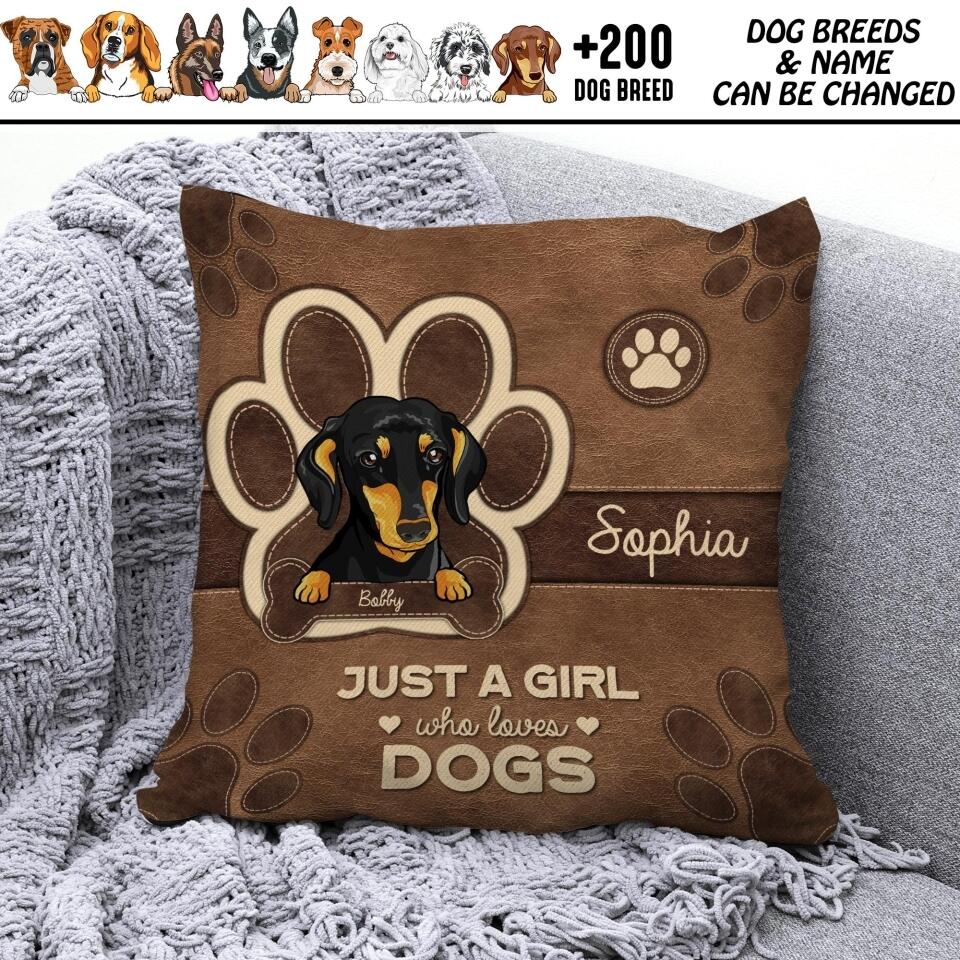 Personalized Just A Girl Who Love Dogs Custom Pillow Printed NQDT0208