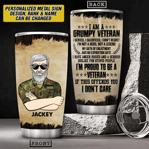 Personalized Grumpy German Veteran/ Solider Tumbler Printed 22AUG-HY03